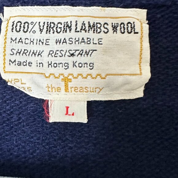 The Treasury Vintage Mens 100% Virgin Lambs Wool Navy Blue Sweater Vest Size L - Picture 3 of 6